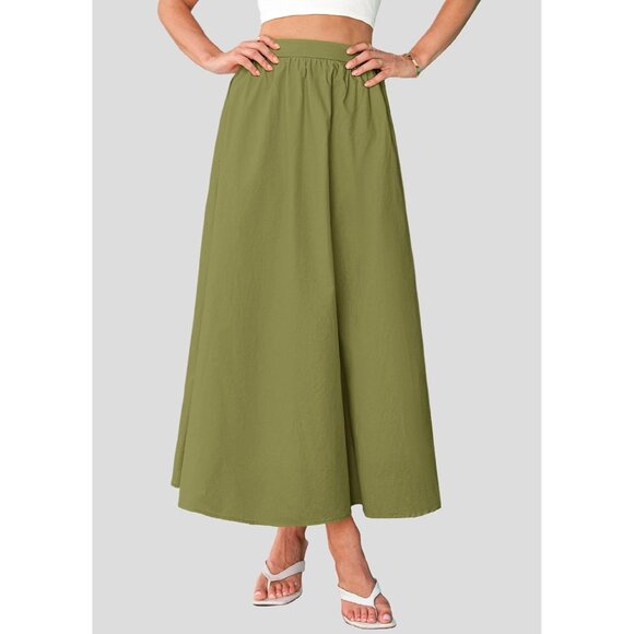 Comfortable 100% Cotton Maxi Skirt - Trendy High Waisted Flowy Ruffles & Pockets - Picture 5 of 8